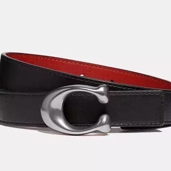 COACH C Hardware Reversible Belt in Back & Red Leather, 25 MM Size 34 - Picture 13 of 13